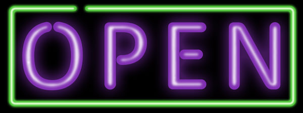 storefront neon open sign