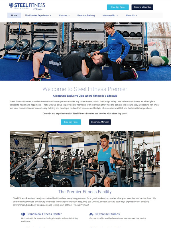 Steel Fitness Premier website designed and built by Neon Pathways Marketing Consulting
